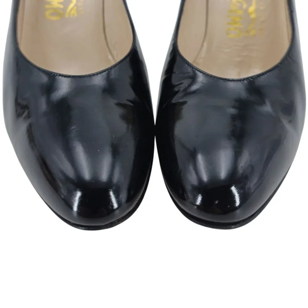 Vintage Salvatore Ferragamo Black Leather Dress Pumps Womens Size 8 Formal Heels - Picture 2 of 13